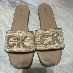 Calvin Klein Beige Slide Sandals